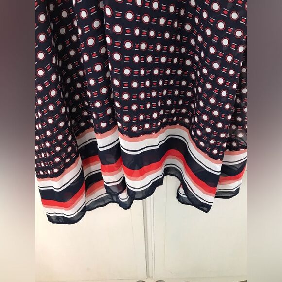 Apt 9 Midi Sleeveless Dress Red, White, Blue Lined Small petite Handkerchief Hem - Picture 4 of 4